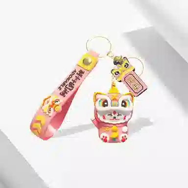 卡莱茵 顺风顺水顺财神 国潮醒狮招财猫 卡通公仔 可爱小众#好运 硅胶 挂件 男女同款情侣款