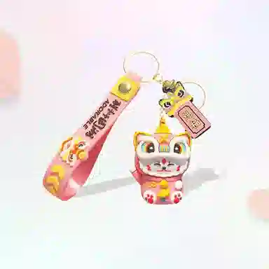 卡莱茵 顺风顺水顺财神 国潮醒狮招财猫 卡通公仔 可爱小众#好运 硅胶 挂件 男女同款情侣款