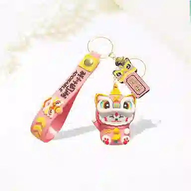 卡莱茵 顺风顺水顺财神 国潮醒狮招财猫 卡通公仔 可爱小众#好运 硅胶 挂件 男女同款情侣款