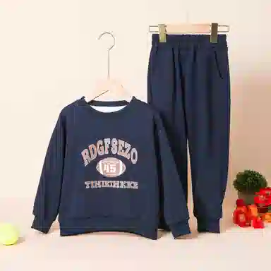 十月妈咪 童装 圆领字母印花长袖上衣长裤休闲运动套装 男童