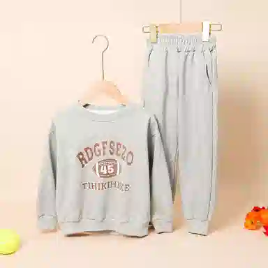 十月妈咪 童装 圆领字母印花长袖上衣长裤休闲运动套装 男童