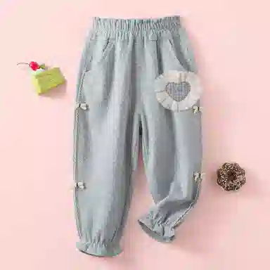 十月妈咪 花边松紧腰束脚休闲裤 儿童款