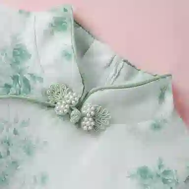 十月妈咪 中式国风短袖中长款网纱旗袍连衣裙汉服 夏 儿童款