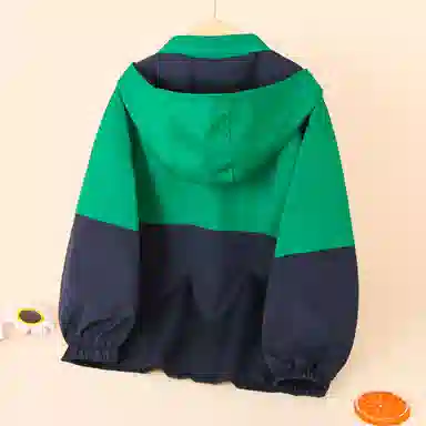 十月妈咪 童装 儿童休闲撞色印花连帽夹克外套 男童