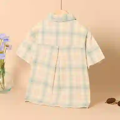 十月妈咪 童装 格子短袖衬衫 男童