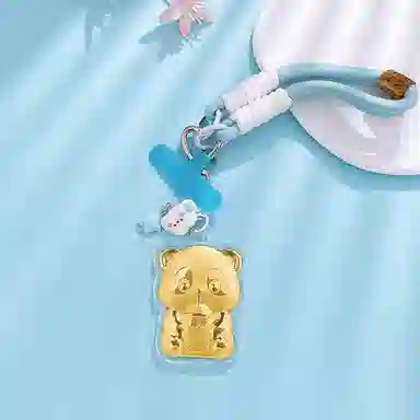 凤庙珠宝 奶茶熊猫 新中式轻奢国潮风福气满满财运亨通马上有钱财源滚滚 日常通勤包包搭配配饰 金 挂件 男女同款情侣款