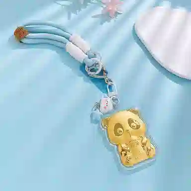 凤庙珠宝 奶茶熊猫 新中式轻奢国潮风福气满满财运亨通马上有钱财源滚滚 日常通勤包包搭配配饰 金 挂件 男女同款情侣款