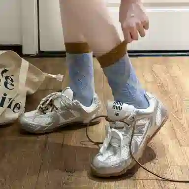 BEAR UNION Retro Colorblock Floral Socks