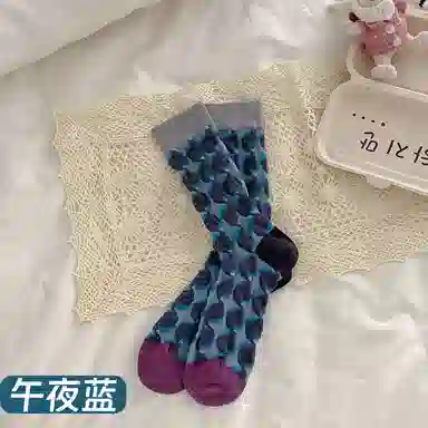 BEAR UNION Retro Colorblock Floral Socks