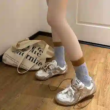 BEAR UNION Retro Colorblock Floral Socks