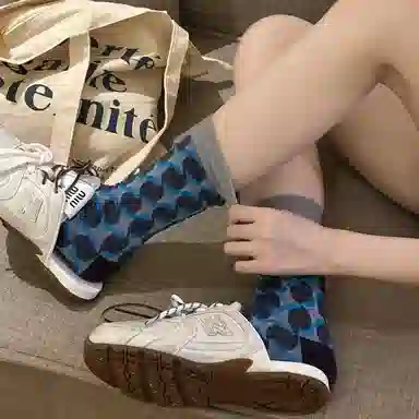 BEAR UNION Retro Colorblock Floral Socks