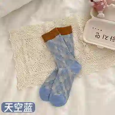 BEAR UNION Retro Colorblock Floral Socks