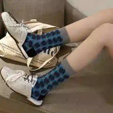 BEAR UNION Retro Colorblock Floral Socks