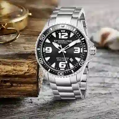 STUHRLING 43mm black 842.02+3950L.1