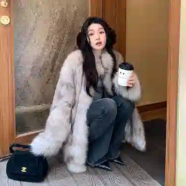 COCO LIMITED Fox Fur Coat Long