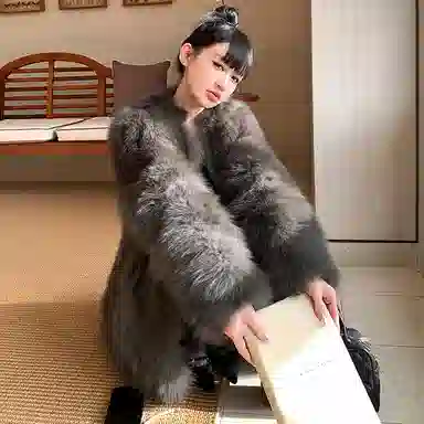 Coco Limited Saga Fox Fur V-Neck Coat