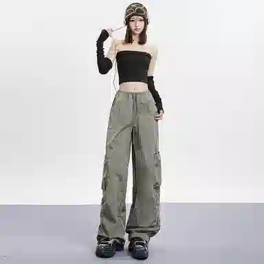 High Street Sweet Spicy Wide-leg Cargo Pants Women