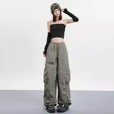 High Street Sweet Spicy Wide-leg Cargo Pants Women