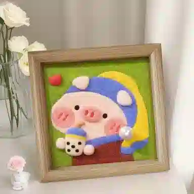 猴大使 羊毛毡戳戳乐相框画 治愈安抚 玩偶周边