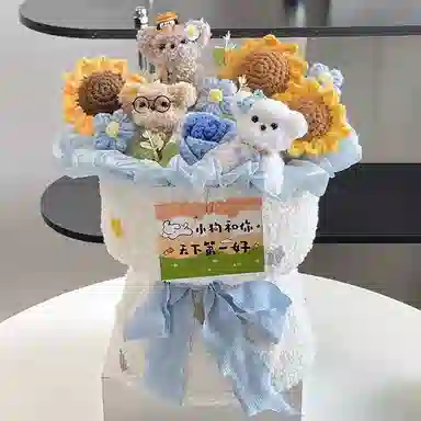 猴大使 可爱小狗卡通手工向日葵 萌趣治愈 玩偶周边
