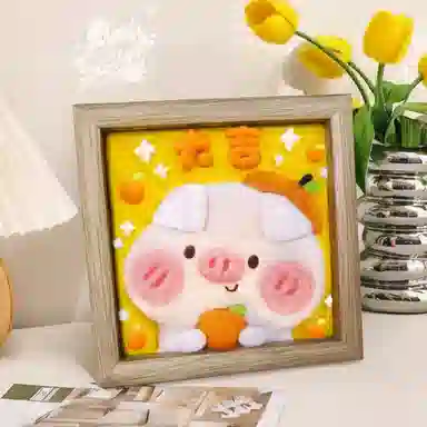 猴大使 羊毛毡戳戳乐相框画 治愈安抚 玩偶周边