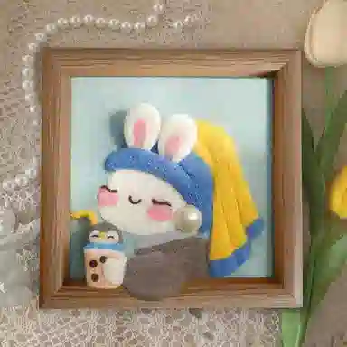 猴大使 羊毛毡戳戳乐相框画 治愈安抚 玩偶周边