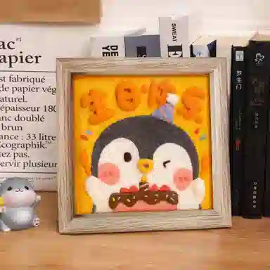 猴大使 羊毛毡戳戳乐相框画 治愈安抚 玩偶周边