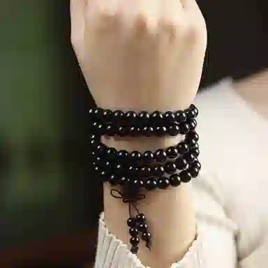 凯真 国潮新中式国风设计珠串 转运上岸考研 多圈叠戴文玩佛珠手持念珠 木作 手串 男女同款情侣款 黑檀 礼盒