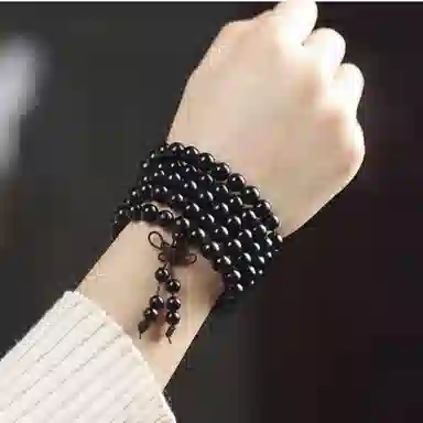 凯真 国潮新中式国风设计珠串 转运上岸考研 多圈叠戴文玩佛珠手持念珠 木作 手串 男女同款情侣款 黑檀 礼盒