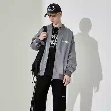 木村三社 骨头翅膀图案字母印花夹克外套 男女同款