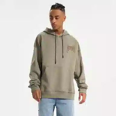 木村三社 火焰字母印花宽松连帽套头长袖卫衣 男女同款