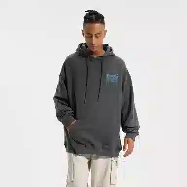 木村三社 火焰字母印花宽松连帽套头长袖卫衣 男女同款