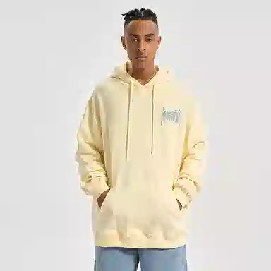 木村三社 火焰字母印花宽松连帽套头长袖卫衣 男女同款