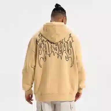 木村三社 火焰字母印花宽松连帽套头长袖卫衣 男女同款