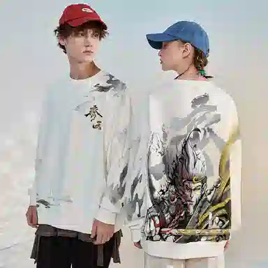 Kimura Sansha Shenmo Twin Saints Print Sweatshirt White