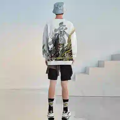 Kimura Sansha Shenmo Twin Saints Print Sweatshirt White