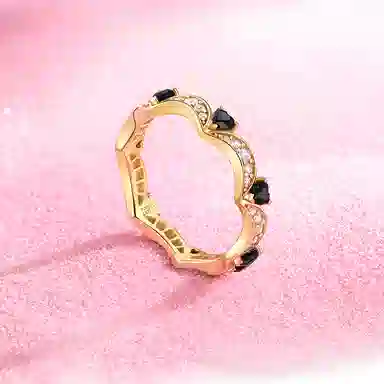 FANCI Heart Moon Love Ring Black Gold S925 Silver