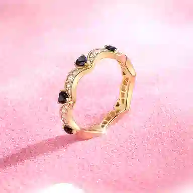 FANCI Heart Moon Love Ring Black Gold S925 Silver