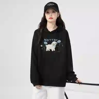 棉购 潮流美式连帽设计感印花宽松卫衣 女款