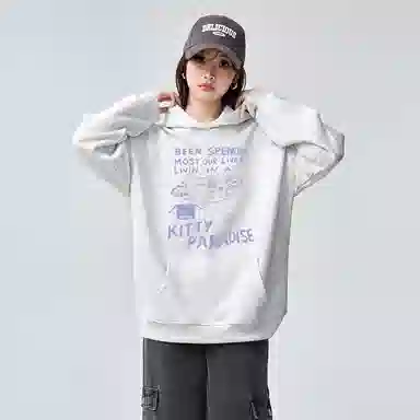 棉购 连帽加绒加厚宽松潮流高街美式外套卫衣 女款