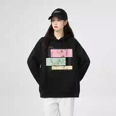 棉购 连帽加绒加厚长袖上衣外套个性潮流休闲舒适卫衣 女款