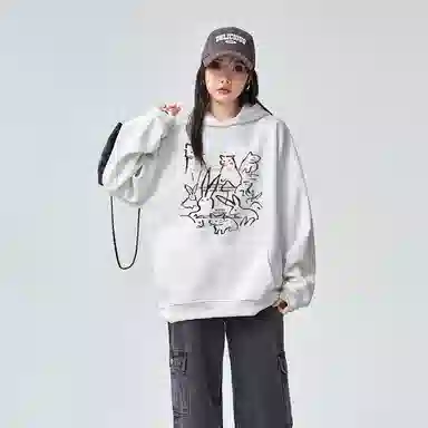 棉购 美式连帽潮流长袖卡通卫衣 男女同款