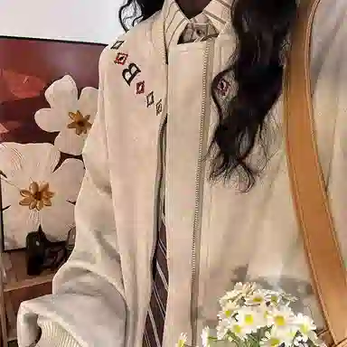棉购  美式字母印花飞行外套拉链百搭舒适棒球服夹克  男女同款