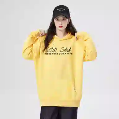 棉购 美式复古连帽宽松卡通个性舒适百搭外套上衣时尚卫衣 女款