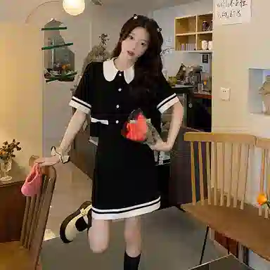 棉购 高级感短袖上衣短裙两件套裙装套装 女款