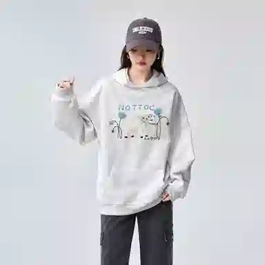 棉购 潮流美式连帽设计感印花宽松卫衣 女款