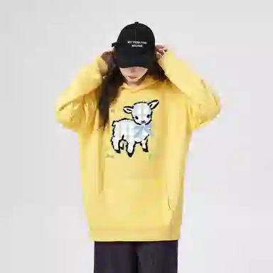 棉购 薄款连帽宽松韩版学生口袋套头通勤长袖卫衣 女款
