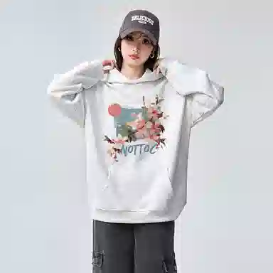 棉购 连帽加绒加厚百搭时尚个性韩版潮流休闲印花图案卫衣 女款