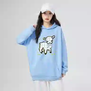 棉购 薄款连帽宽松韩版学生口袋套头通勤长袖卫衣 女款