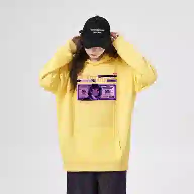 棉购 秋冬加绒加厚学生美式帽衫情侣装重磅宽松上衣宽松街头时尚潮流卫衣 男女同款